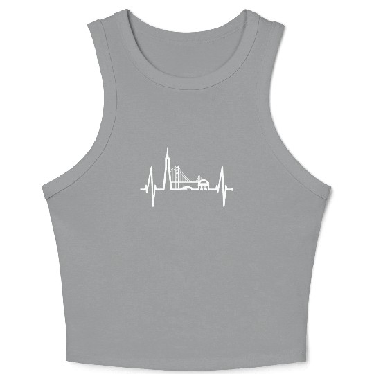 San Francisco Heartbeat Skyline California Lover Crop Tank Top