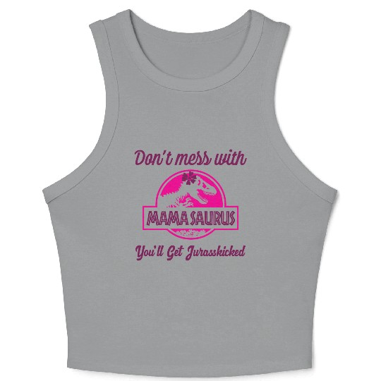Mamasaurus Rex Dinosaur autism Womens Mother's Day Crop Tank Top