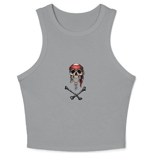 Pirate Skull and Crossbones Crop Tank Top