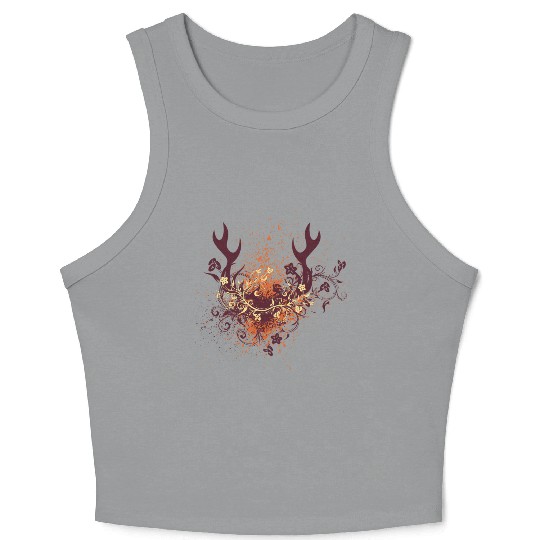 Deer antlers with floral Crop Tank Top