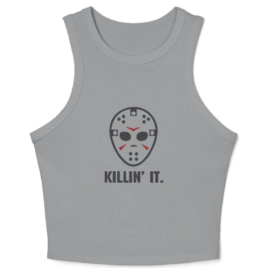 Killin It Friday 13TH Halloween Jason Mask Crop Tank Top