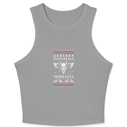 Ugly Christmas Viking Fa La La La La Valhalla La Crop Tank Top