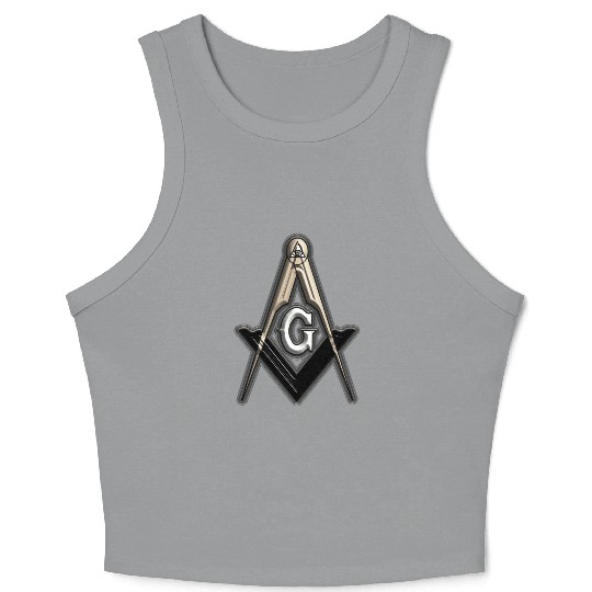 Freemason Compass Metal White Sharp Crop Tank Top