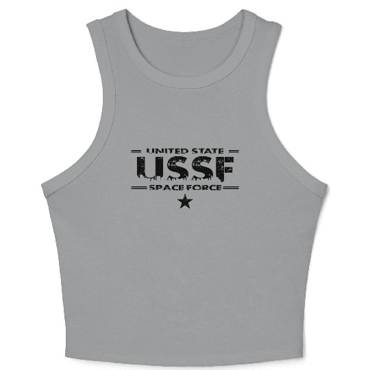 Space Force - Black Crop Tank Top