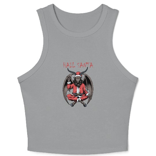 Christmas Hail Santa Satanism Goat Baphomet Satan Crop Tank Top