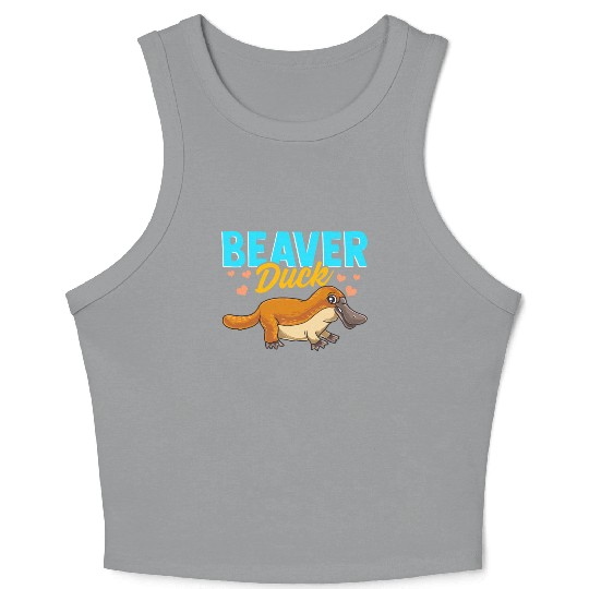 Beaver Duck Platypus Pun Cute Duck Billed Platypus Crop Tank Top