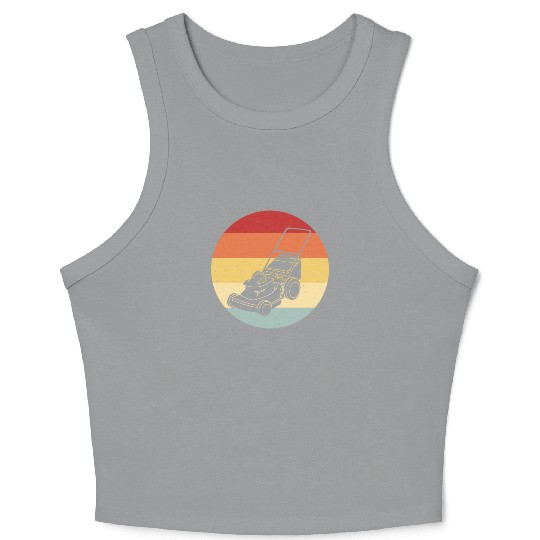 Lawn Mowing Lawn Mower Vintage Retro Crop Tank Top