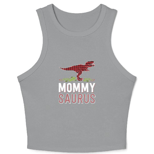 Mommy Saurus T Rex Mom Red Plaid Matching Family Crop Tank Top