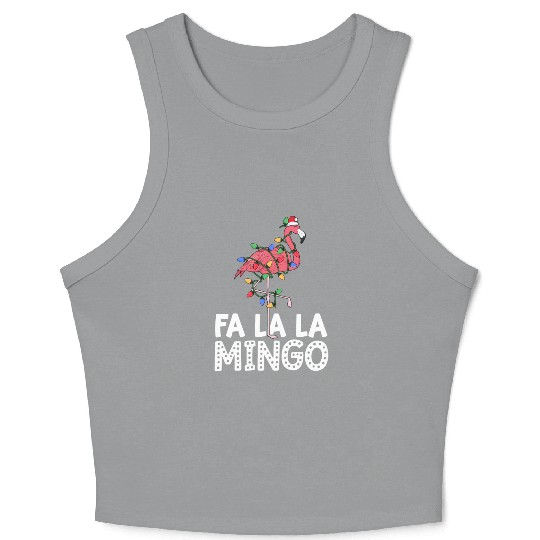 Fa La La Mingo Flamingo Christmas Tree Lights Crop Tank Top