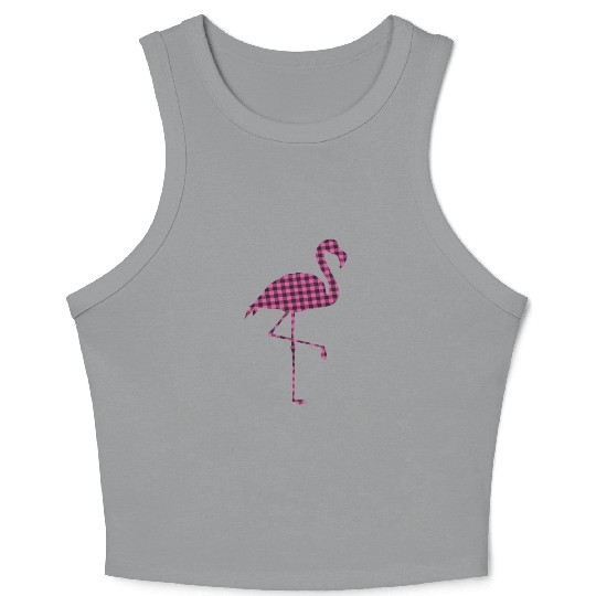 Pink Buffalo Plaid Flamingo Christmas Family Crop Tank Top