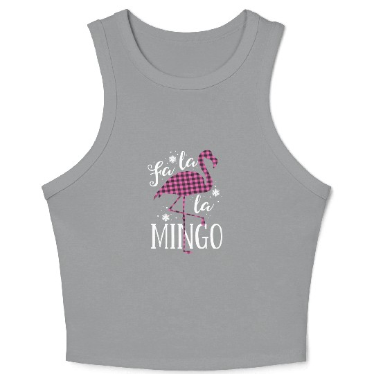 Fa La La Mingo Flamingo Christmas Crop Tank Top Pink