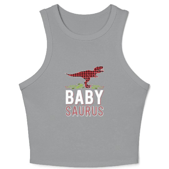 Baby Saurus T Rex Kid Red Plaid Matching Family Crop Tank Top