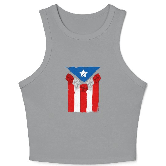 Raised Fists For Puerto Rico - Boricua Flag Crop Tank Top