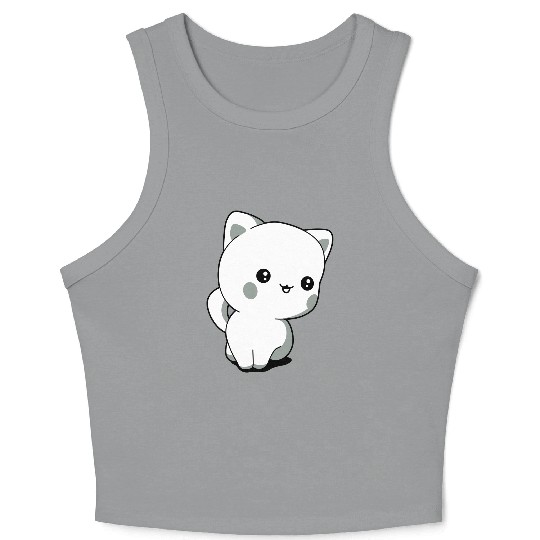 kitten chibi kawaii Crop Tank Top