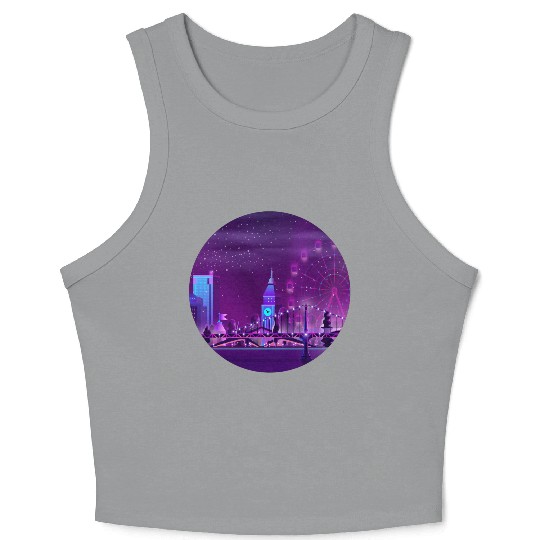 Synthwave Neon City: London Crop Tank Top