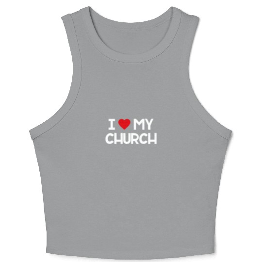 I Love My Church, Heart, Bible, Christian, Crop Tank Top