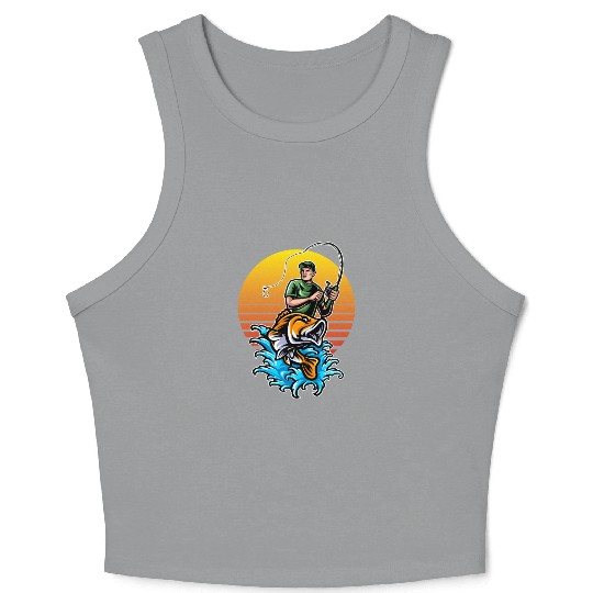 Fisherman Fishing Bass Fishing Fish Fun Gift Idea Crop Tank Top