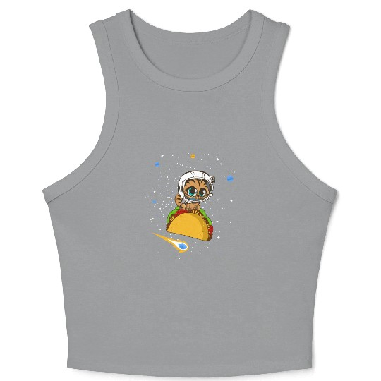 Taco Cat In Space Crop Tank Top Dancing Cat Taco