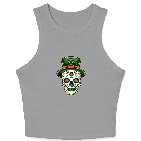 Sugar Skull St Patricks Day Crop Tank Top