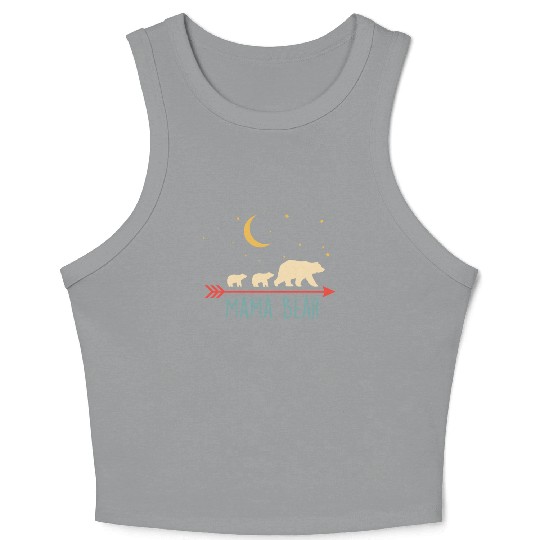 Mama Bear with 2 Cubs Retro Mother's Day Crop Tank Top