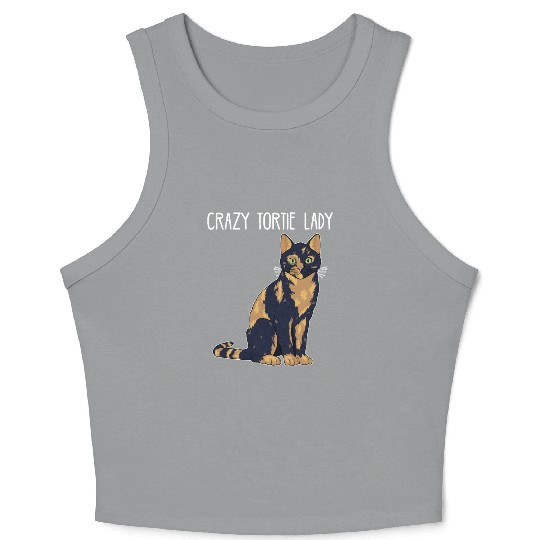 Crazy Tortie Lady Tortoise Shell Cat Owner graphic Crop Tank Top