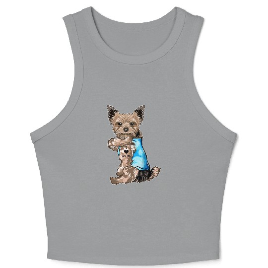 Yorkie Dog Tattoo I Love Mom Mothers Day Gifts T S Crop Tank Top