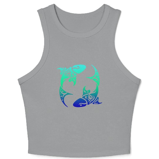 T Tattoo Pisces Horoscope Gift Idea Crop Tank Top