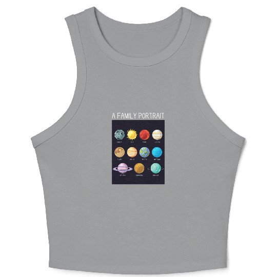 Outer Space Nerd Solar System Planets Sun Moon Crop Tank Top