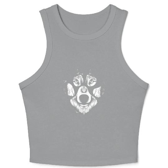 Artistic Wolf Graphic Design Wolf Paw Print Art Crop Tank Top