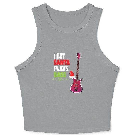 Gift for Bass Guitar Player Cool Santa Christmas Crop Tank Top