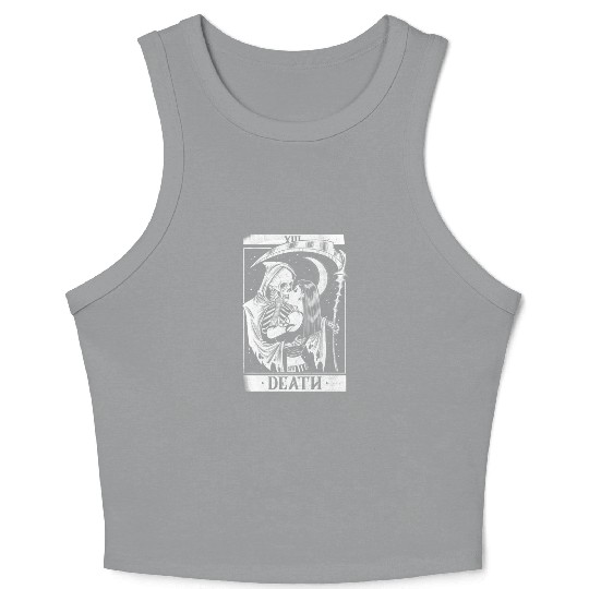 Blackcraft Death the Grim Reaper Kiss Tarot Card Crop Tank Top