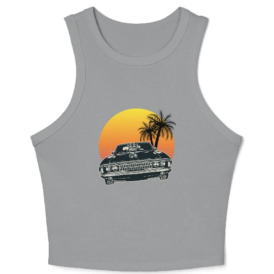 Muscle Car Sunset Crop Tank Top
