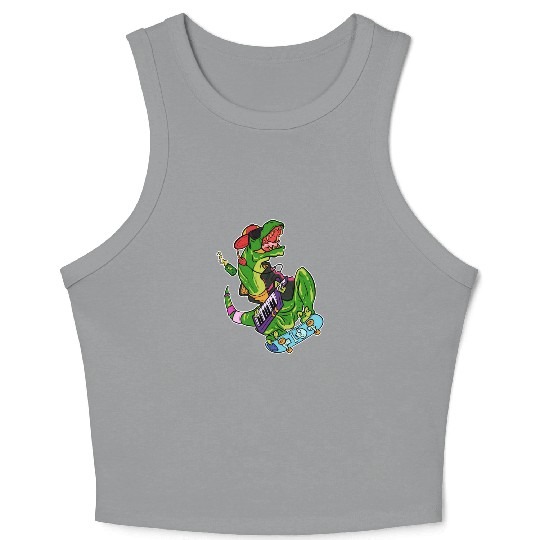 T-Rex Skateboard Cool Dinosaur Fan Gift Crop Tank Top