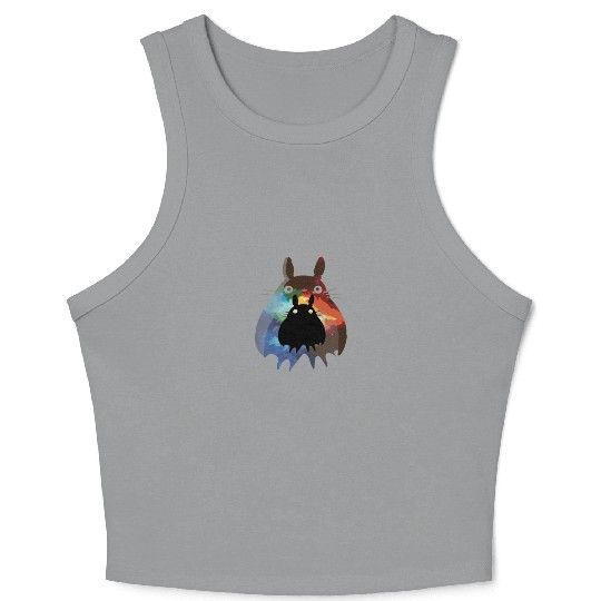 Totoro Watercolor Silhouette Fantasy Fictional Crop Tank Top
