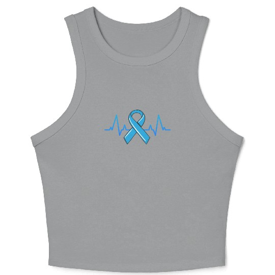 Prostate Cancer Fighter Heartbeat Crop Tank Top Blue Ribbon