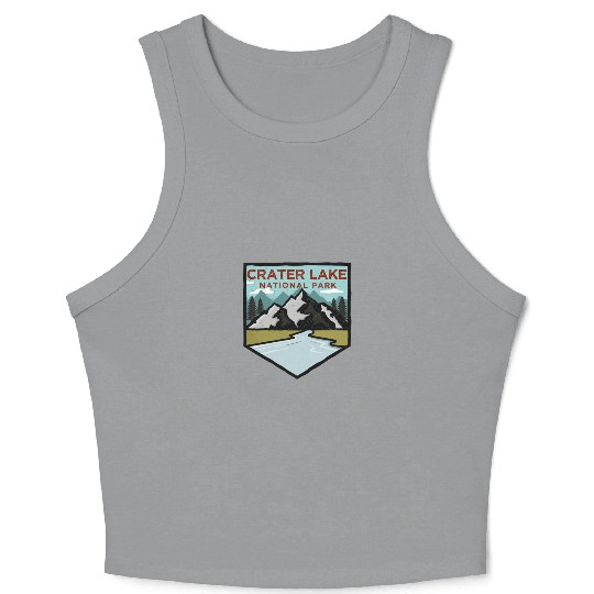 Retro Vintage Crater Lake National Park Gift Crop Tank Top