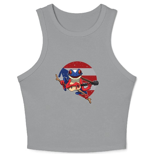 Guitar Playing Coqui Frog - Puerto Rico Animal Crop Tank Top