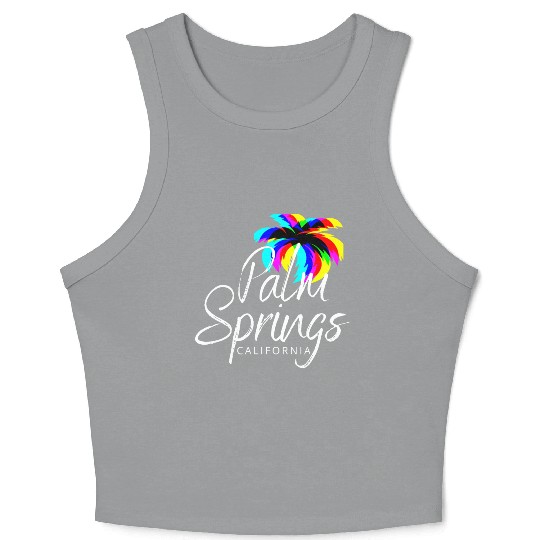 Palm Springs Neon Tree (White) Crop Tank Top