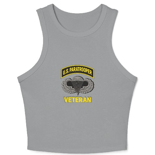 Us Paratrooper Airborne Division Army Veteran Crop Tank Top