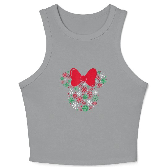 Disney Minnie Mouse Icon Holiday Snowflakes Crop Tank Top