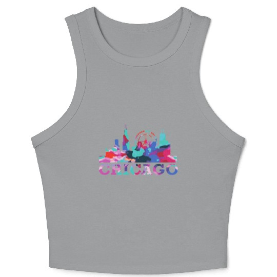Chicago Skyline Impression US Souvenir Gift Idea Crop Tank Top
