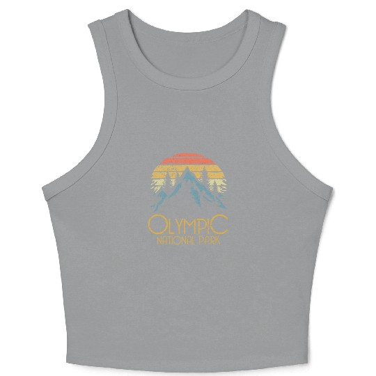 Retro Olympic National Park Washington Mountains S Crop Tank Top
