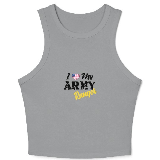 Proud US Army Ranger American Military Family Flag Crop Tank Top