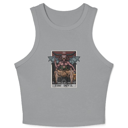 The Devil Tarot Card Halloween Baphomet Satanic Ba Crop Tank Top