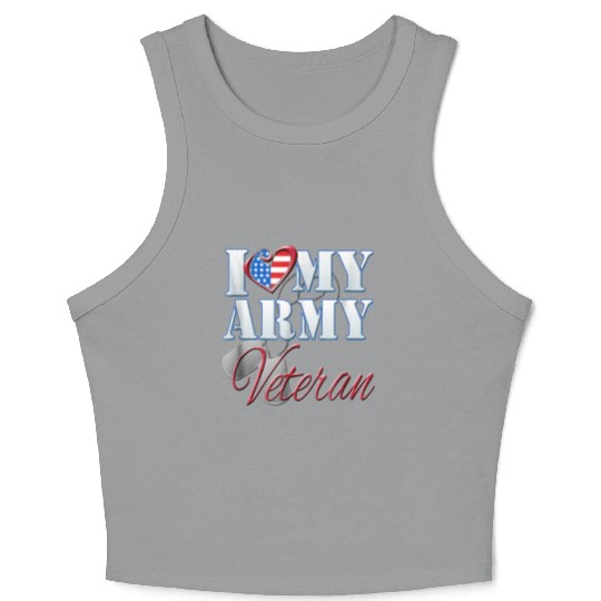 I Love My Army Veteran Patriotic Men Women Crop Tank Top