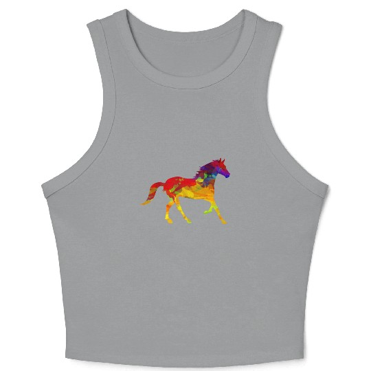 Abstract Horse Horses Lover Animal Horse Racing Crop Tank Top