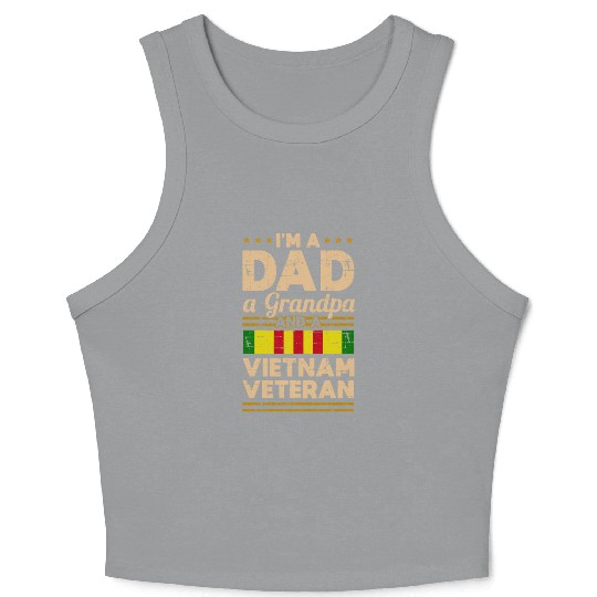Dad Grandpa Vietnam Veteran Vintage Crop Tank Top