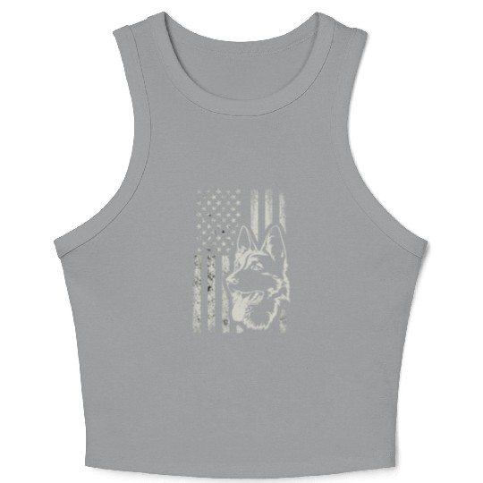 Patriotic German Shepherd AMERICAN FLAG Dog Lover Crop Tank Top