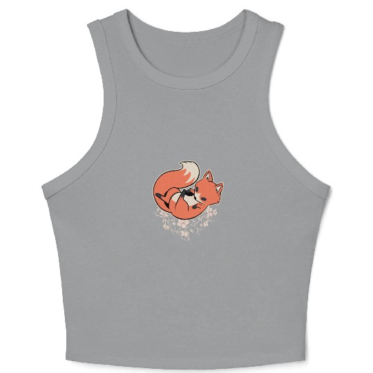 Sakura Fox Cherry Blossom Crop Tank Top