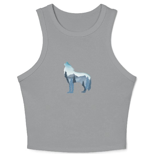 Alpha Wolf Art - Nature Background Crop Tank Top
